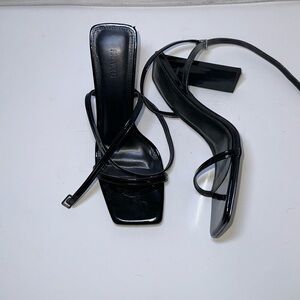 Forever 21 Glossy Black Strappy Heels